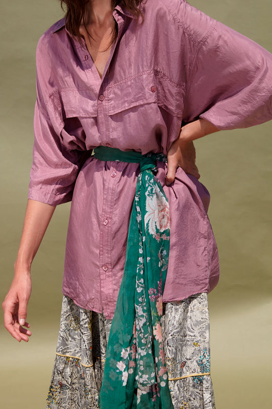 Camisa Seda Vintage Lilas