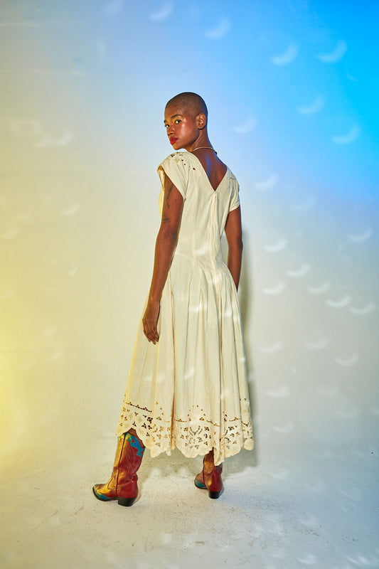 Vestido amarelo algodão vintage