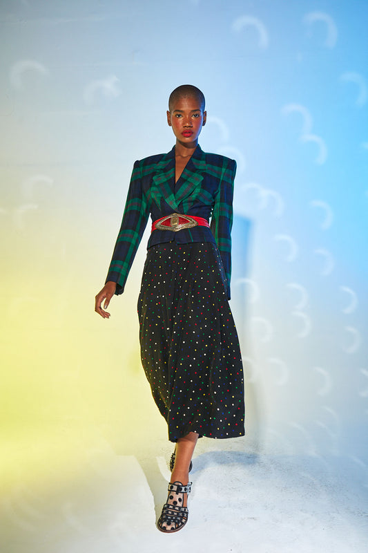 Saia de seda bolinha color