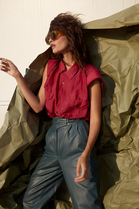 Cherry silk tank top