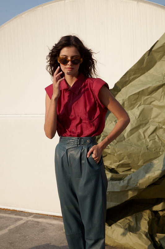 Cherry silk tank top