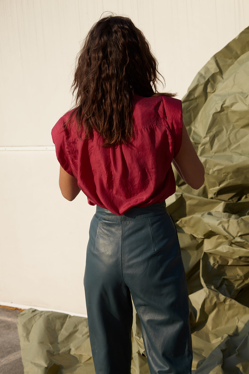 Cherry silk tank top