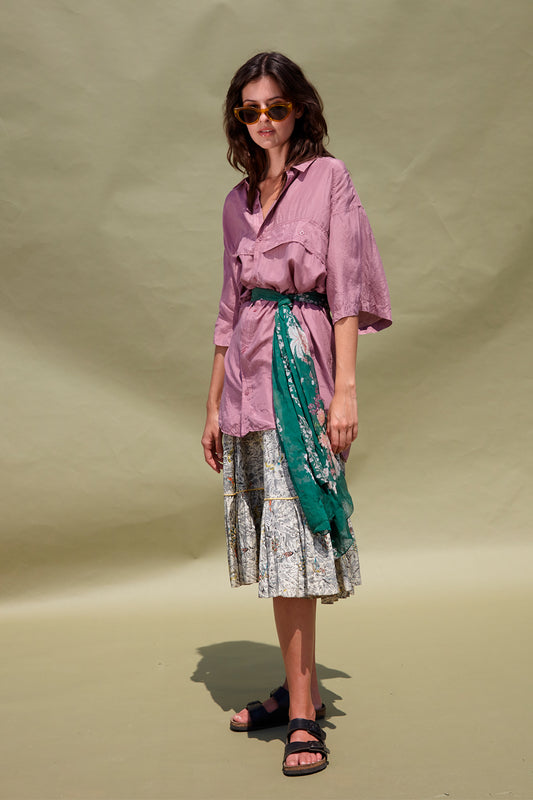 Camisa Seda Vintage Lilas