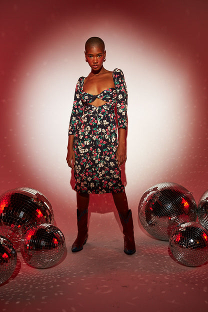 Vestido floral 80´decote