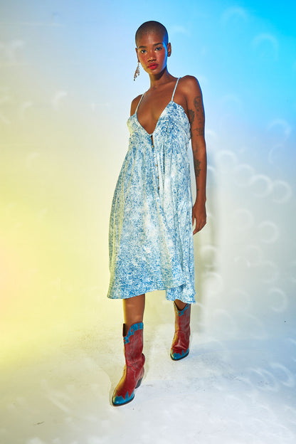 Vestido alça jeans estonado