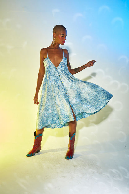 Vestido alça jeans estonado