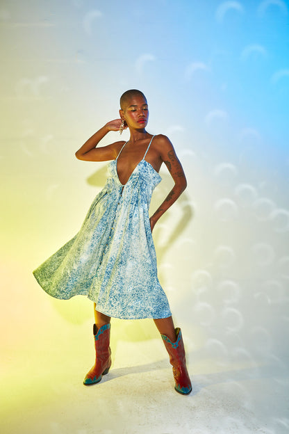 Vestido alça jeans estonado