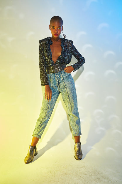 Calça jeans lavagem vintage